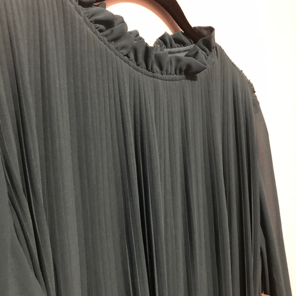 Zara Pleated Wide-Leg Ruffle Jumpsuit Teal Medium - Picture 10 of 10